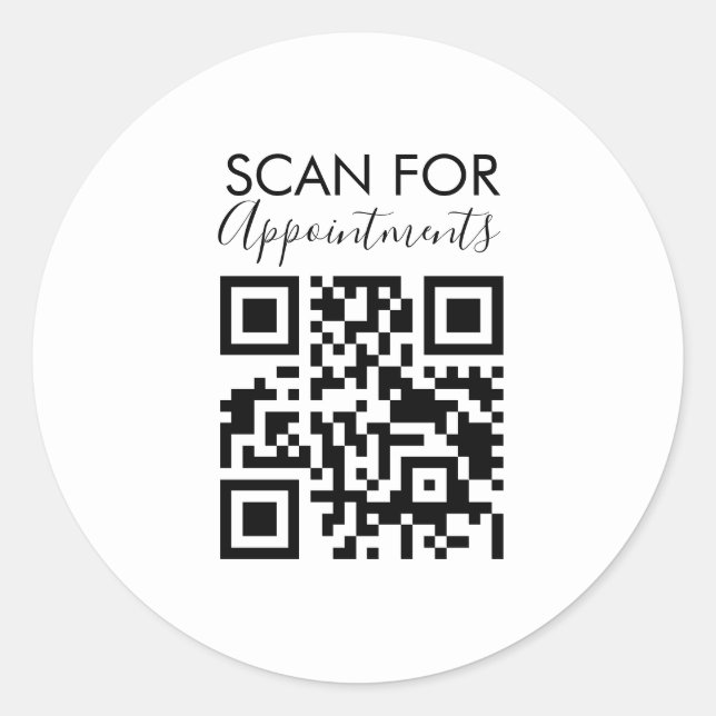 Minimalist Nail Salon Appointments QR Code    Classic Round Sticker (Front)