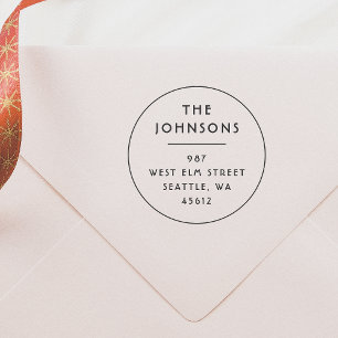 Minimalist Name & Address Typography Round Rubber Stamp