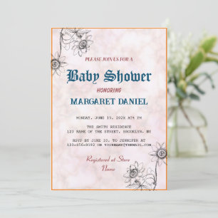 Minimalist Name Customise White Marble Baby Shower Invitation