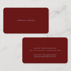 Minimalist Name Modern Dark Red Calling Card