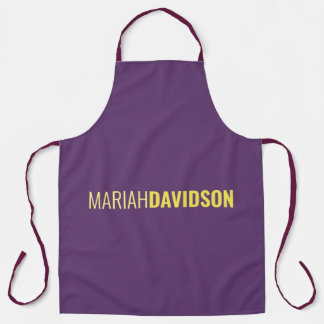 Minimalist Name Professional Indigo & Yellow Apron