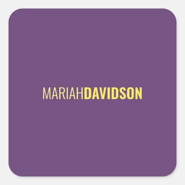 Minimalist Name Professional Indigo & Yellow Square Sticker (Front)