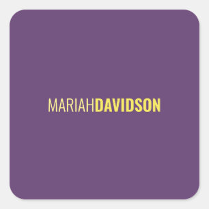 Minimalist Name Professional Indigo & Yellow Square Sticker