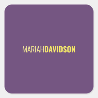 Minimalist Name Professional Indigo & Yellow Square Sticker
