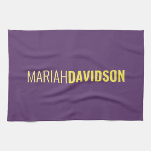 Minimalist Name Professional Indigo & Yellow Tea Towel