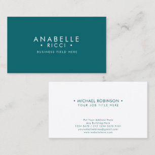 Minimalist Name Sans Serif Font Type Tosca Business Card