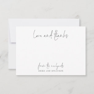 Minimalist Name Script Wedding Newlywed Thank You  Card