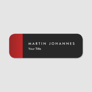 Minimalist name title black red professional tag