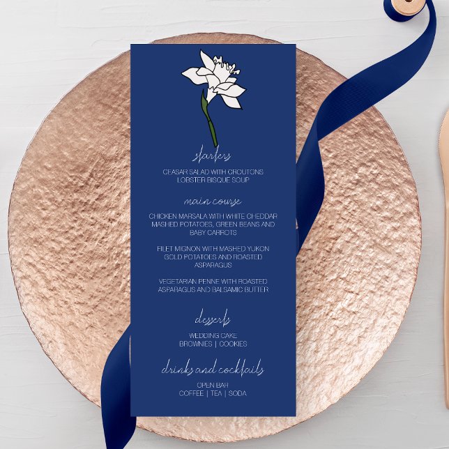 Minimalist Narcissus Flower Wedding Menu (Creator Uploaded)
