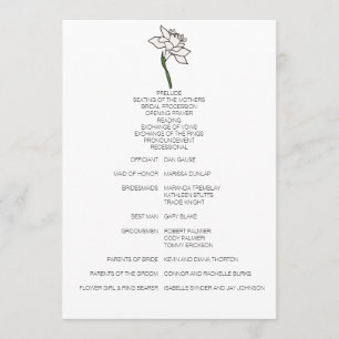 Minimalist Narcissus Wedding Program Programme