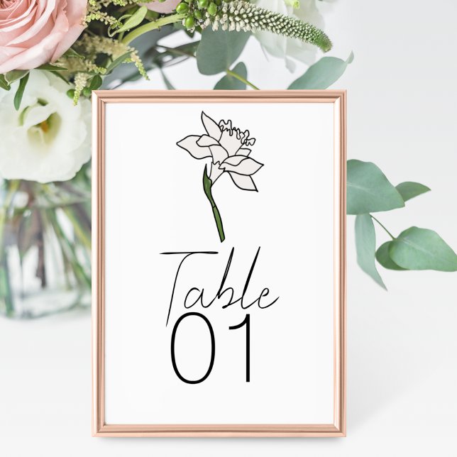 Minimalist Narcissus Wedding Table Number (Creator Uploaded)