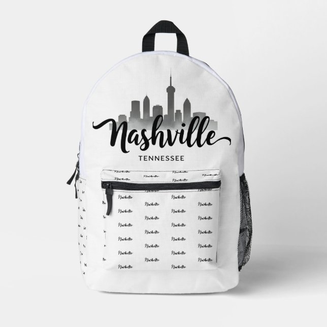 Minimalist Nashville Skyline, Tennessee City   Printed Backpack (Front)