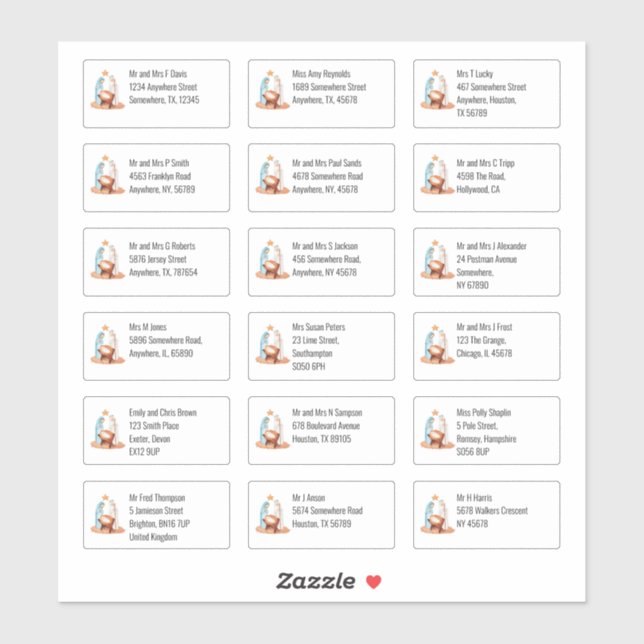 Minimalist Nativity 18 Recipient Names Addresses (Sheet)