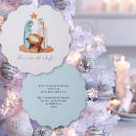 Minimalist Nativity Scene All Is Calm Christmas Tree Decoration Card<br><div class="desc">Minimalist Nativity Scene All Is Calm Christmas. A handy all-in-one ornament and card, with a charming modern nativity scene Mary, Joseph and baby Jesus, with a line from the favourite carol Silent Night : All Is Calm All is Bright. in a stylish modern script. With your festive greeting and names...</div>