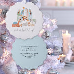 Minimalist Nativity Scene Carol Lyrics Christmas Tree Decoration Card<br><div class="desc">Minimalist Nativity Scene Carol Lyrics Christmas. A handy all-in-one ornament and card, with a charming modern nativity scene Mary, Joseph and baby Jesus, and the three wise men, with a line from the favourite carol We Three Kings : Guide Us to Thy Perfect Light. in a stylish modern script. With...</div>