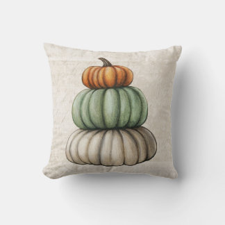 Minimalist Natural boho Fall watercolor pumpkins Cushion