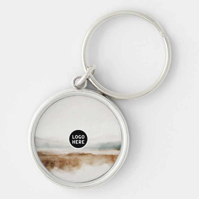 Minimalist Natural Watercolor Abstract Pattern  Key Ring (Front)
