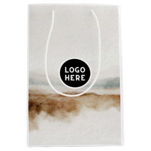 Minimalist Natural Watercolor Abstract Pattern Medium Gift Bag