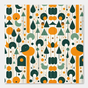 Minimalist Nature and Birds Geometric Pattern Wallpaper