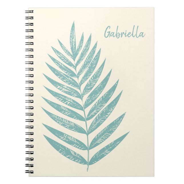 Minimalist Nature Botanical Line Teal Personalised Notebook (Front)
