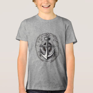 Minimalist Nautical Anchor - Symbol of Stability Tri-Blend Shirt