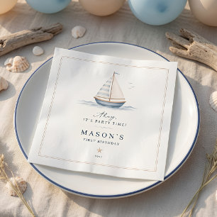 Minimalist Nautical Birthday Party Napkin