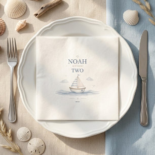 Minimalist Nautical Birthday Sailboat Party Napkin