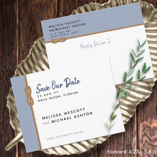 🌊 Minimalist Nautical Budget Save The Date Announcement Postcard