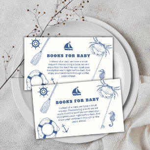 Minimalist Nautical Fishing Books For Baby Shower Enclosure Card