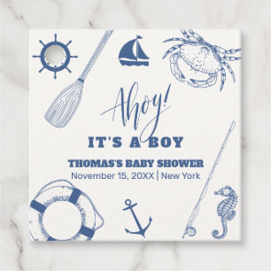 Minimalist Nautical Fishing Boy Baby Shower Favour Tags
