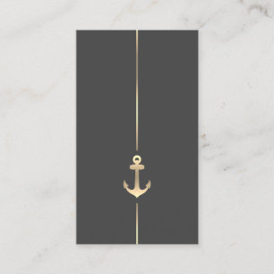 Minimalist Nautical Gold Anchor Business Card