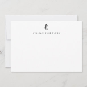Minimalist Nautical Seahorse Correspondence  Card