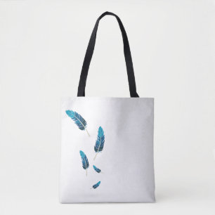 Minimalist Navy and Teal Falling Feathers  Tote Bag