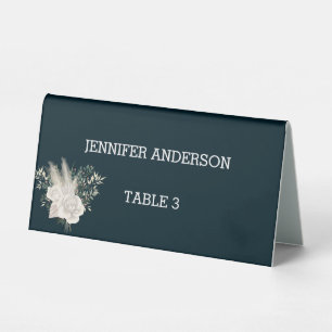 Minimalist Navy and White Rose Flower Wedding