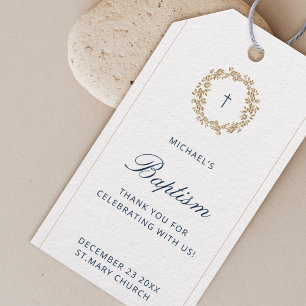 Minimalist Navy Baby Boy Baptism Gift Tags
