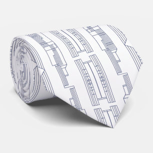 Minimalist Navy Blue Abstract City Skyline Tie