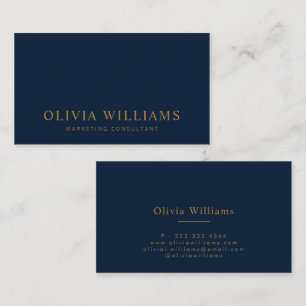 Minimalist Navy Blue And Gold Modern Professional Business Card