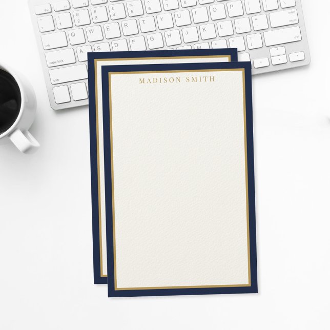 Minimalist Navy Blue and Gold Monogram Stationery (Creator Uploaded)