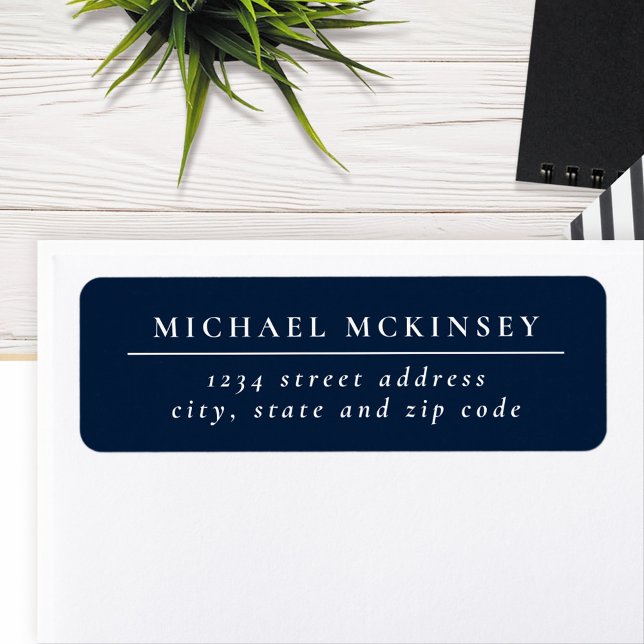 Minimalist Navy Blue and White Return Address (Creator Uploaded)