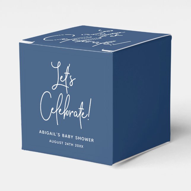 Minimalist Navy Blue Baby Shower Favour Box (Front Side)