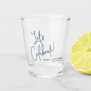 Minimalist Navy Blue Baby Shower Favour Shot Glass