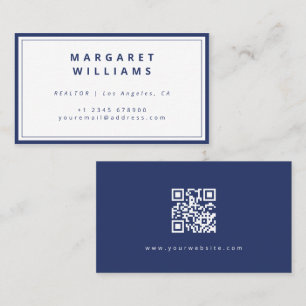 Minimalist Navy Blue Border Realtor Professional Business Card