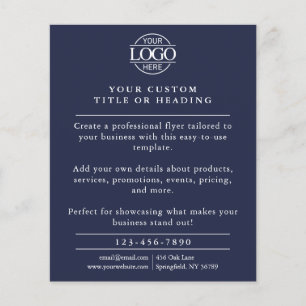 Minimalist Navy Blue Business Logo Promotional Flyer