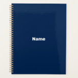 Minimalist navy blue custom text year monogram planner<br><div class="desc">Minimalist navy blue custom text,  name,  year,  initials,  monogram simple elegant personalised Planner. 
Custom white text on navy blue plain solid colour background.</div>