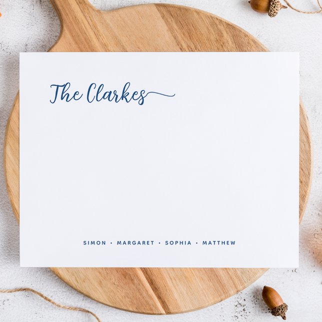 Minimalist Navy Blue Family Stationery  Card (Creator Uploaded)