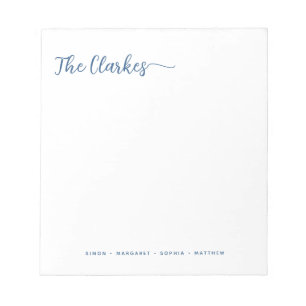 Minimalist Navy Blue Family Stationery  Notepad