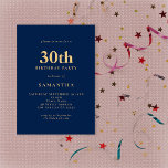 Minimalist Navy Blue Gold 30th Birthday Invitation<br><div class="desc">Minimalist Navy Blue Gold 30th Birthday. Fully customisable. Easily personalise the text and change font and background colours if you wish via the edit further option.</div>