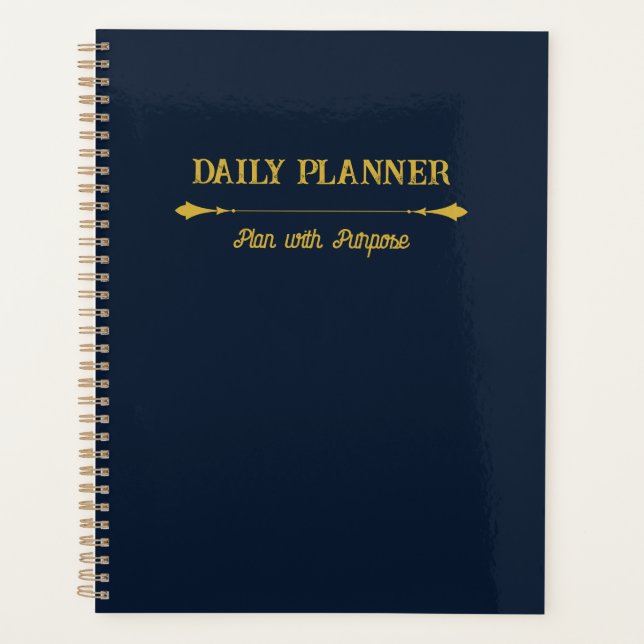 Minimalist Navy Blue Gold Planner (Front)