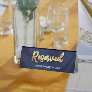 Minimalist Navy Blue & Gold Wedding Reserved Seat