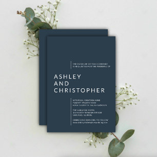 Minimalist Navy Blue Isolated Names Wedding Invitation